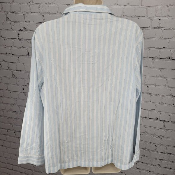 NWT Victoria's Secret White Blue Rhinestone Long Sleeve Pajama Top Large L - Picture 2 of 11